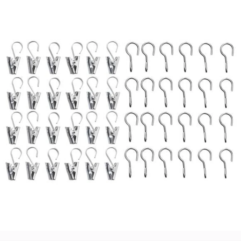 LOT OF 7 NEW 24 PACK IKEA RIKTIG CURTAIN HOOKS & CLIPS 802.122.01 WIRE SYSTEM